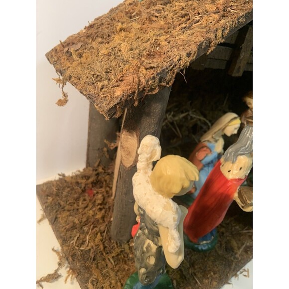 RARE Italy Vintage Nativity SET Hand Painted  Italian Lot of 7 + STABLE - Picture 14 of 16